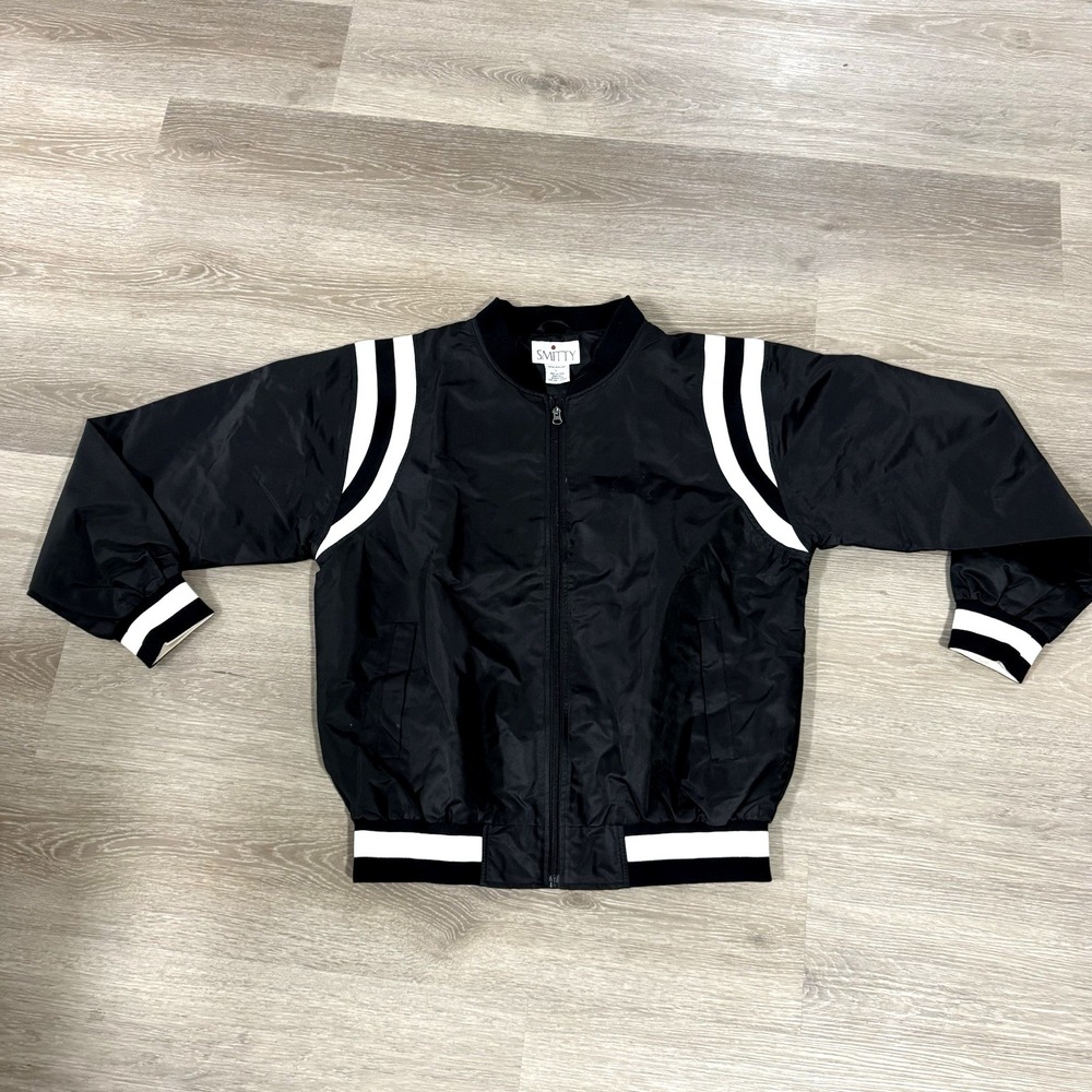 Smitty‎ Black White Referee Umpire Full Zip Water Repellant Jacket Men's L